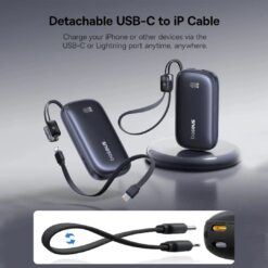 BASEUS Power Bank 20000 mAh, 45W + вградени кабели C-L, EnerFill FC21 Qpow 3 Ultra /черен/ – E0027P00