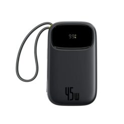 BASEUS Power Bank 20000 mAh, 45W + вградени кабели C + L, EnerFill FC31 Qpow 3 /черен/ – E0028D00