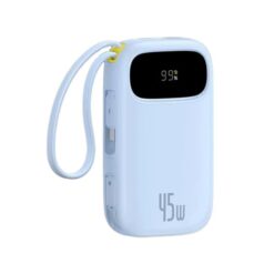 BASEUS Power Bank 20000 mAh, 45W + вградени кабели C + L, EnerFill FC31 Qpow 3 /син/ – E0028D03