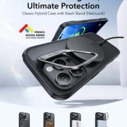 ESR Калъф Classic Hybrid iPhone 16 Pro, MagSafe + Camera contrоl cover /стойка /черен/