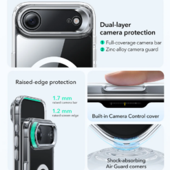 ESR Калъф Classic Hybrid iPhone 17 Air, MagSafe + Camera control cover + стойка /прозрачен/  Amazon pack