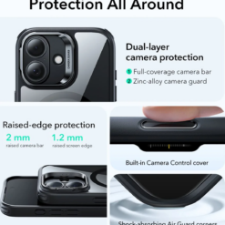 ESR Калъф Classic Hybrid iPhone 17, MagSafe + Camera control cover + стойка /черен/