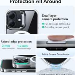 ESR Калъф Classic Hybrid iPhone 17, MagSafe + Camera control cover + стойка /прозрачен/