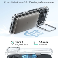 ESR Калъф Classic Hybrid iPhone 17 Pro, MagSafe + Camera control cover + стойка /прозрачен/