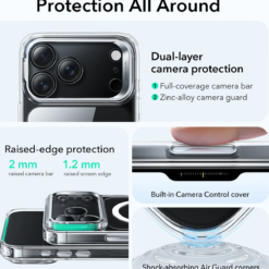 ESR Калъф Classic Hybrid iPhone 17 Pro Max, MagSafe + Camera control cover + стойка /прозрачен/