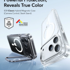 ESR Калъф Classic Hybrid iPhone 17 Pro Max, MagSafe + Camera control cover + стойка /прозрачен/ Amazon pack