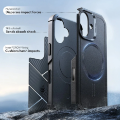 ESR Калъф Cyber Tough Armor iPhone 17, MagSafe + Camera Control /черен/ Amazon pack