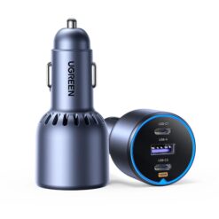 UGREEN 12V 130W, USB-A + 2xUSB-C + кабел C-C /графит/ – EC705 / 55511