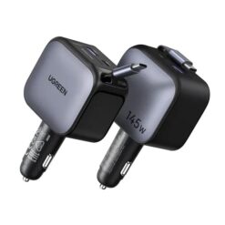 UGREEN 12V 145W, USB-A + 2xUSB-C + кабел C-C /графит/ – EC604 / 55910B