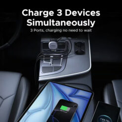 UGREEN 12V 75W, USB-A + USB-C + кабел C, GaN /графит/ – EC601 / 55653