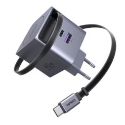 UGREEN 220V 45W, USB-A + USB-C + кабел C, GaN /графит/ – X614 / 65822