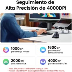 UGREEN Безжична мишка Multi-mode Vertical /черен/ – MU008 / 25444