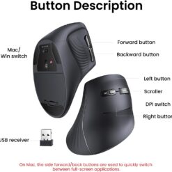 UGREEN Безжична мишка Multi-mode Vertical /черен/ – MU008 / 25444