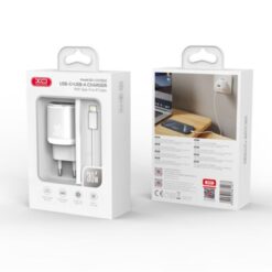 XO 220V 30W, USB-A + USB-C + кабел Type-C -Lightning, L151 /бял/