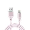XO Кабел USB-A – Lightning, 1м, 6A, Transparent Braided /розов/ – NB291