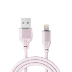 XO Кабел USB-A – Lightning, 1м, 6A, Transparent Braided /розов/ – NB291