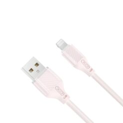 XO Кабел USB-A – Lightning, 1м, 6A, Transparent Braided /розов/ – NB291