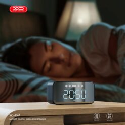 XO Тонколонка с час и радио, Mirror clock wireless /черен/ – F41