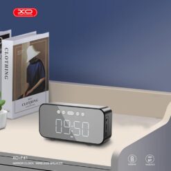 XO Тонколонка с час и радио, Mirror clock wireless /черен/ – F41
