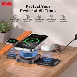 XO Wireless зарядно 15W 3 в 1, /черно/ – CX035