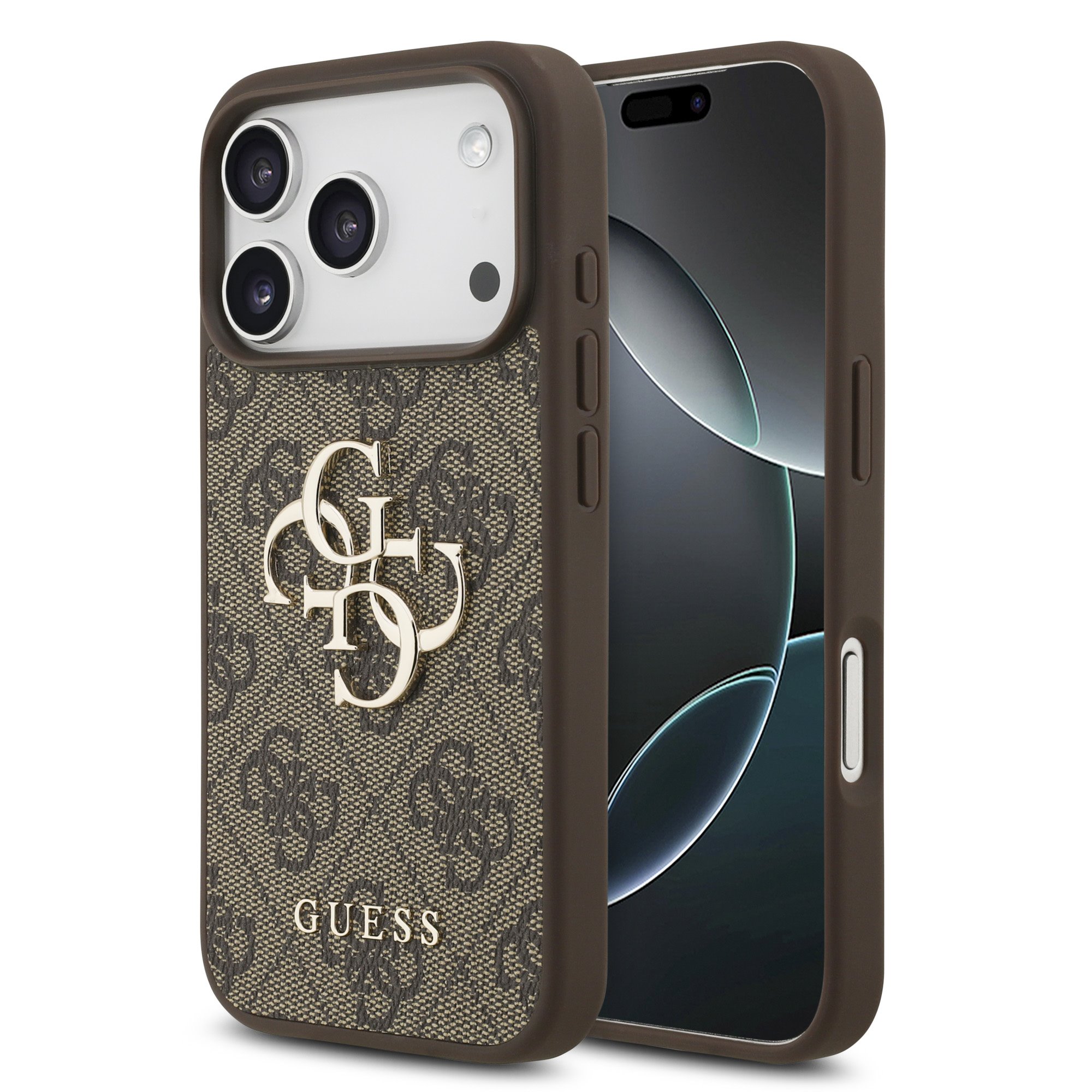GUESS Калъф Apple iPhone 17 Pro Max, PU 4G Metal Logo, /кафяв/ – GUHCP17X4GMGBR