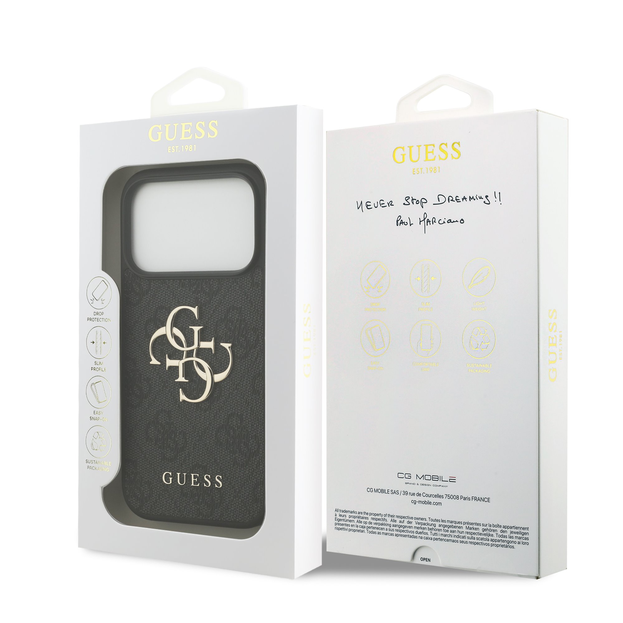 GUESS Калъф Apple iPhone 17 Pro Max, PU 4G Metal Logo, /сив/ – GUHCP17X4GMGGR