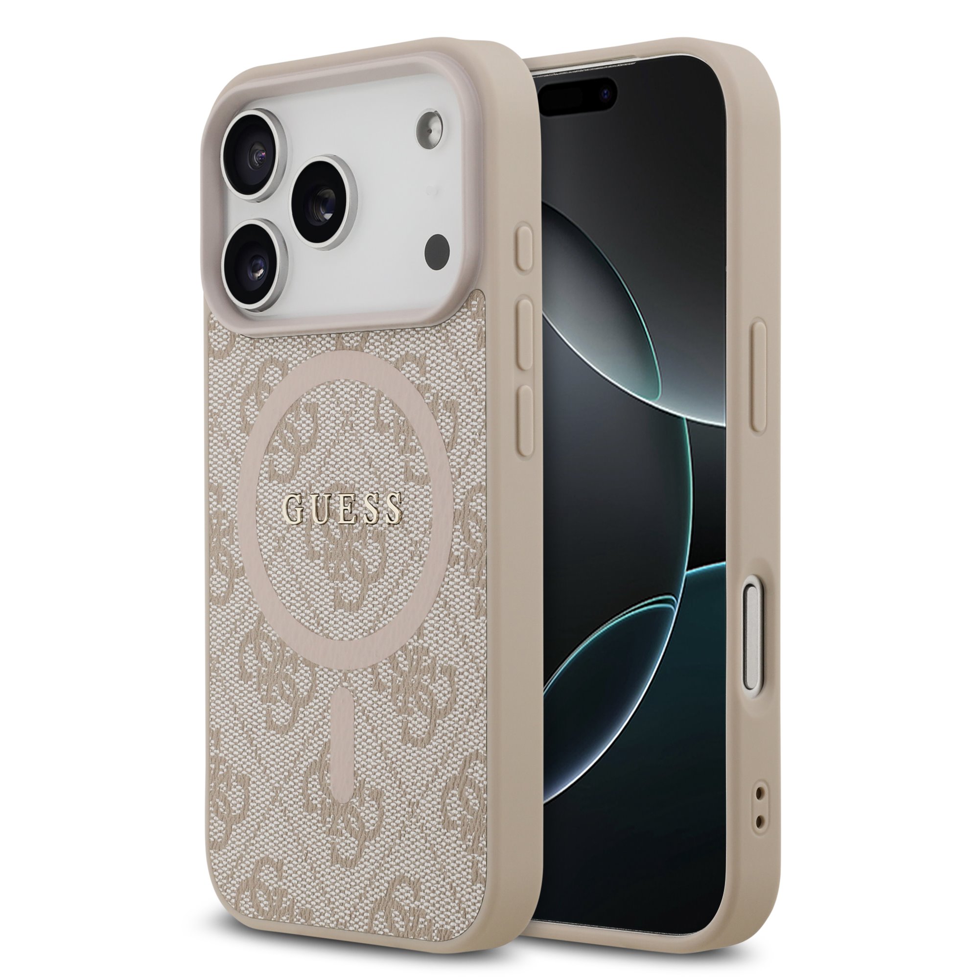 GUESS Калъф Apple iPhone 17 Pro Max, PU Leather 4G Colored Ring MagSafe, /розов/ – GUHMP17XG4GFRP