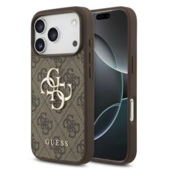 GUESS Калъф Apple iPhone 17 Pro, PU 4G Metal Logo, /кафяв/ – GUHCP17L4GMGBR