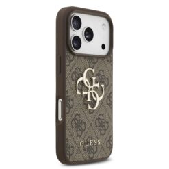 GUESS Калъф Apple iPhone 17 Pro, PU 4G Metal Logo, /кафяв/ – GUHCP17L4GMGBR