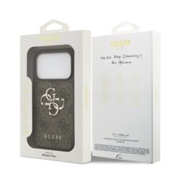 GUESS Калъф Apple iPhone 17 Pro, PU 4G Metal Logo, /кафяв/ – GUHCP17L4GMGBR