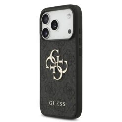 GUESS Калъф Apple iPhone 17 Pro, PU 4G Metal Logo, /сив/ – GUHCP17L4GMGGR