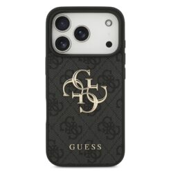 GUESS Калъф Apple iPhone 17 Pro, PU 4G Metal Logo, /сив/ – GUHCP17L4GMGGR