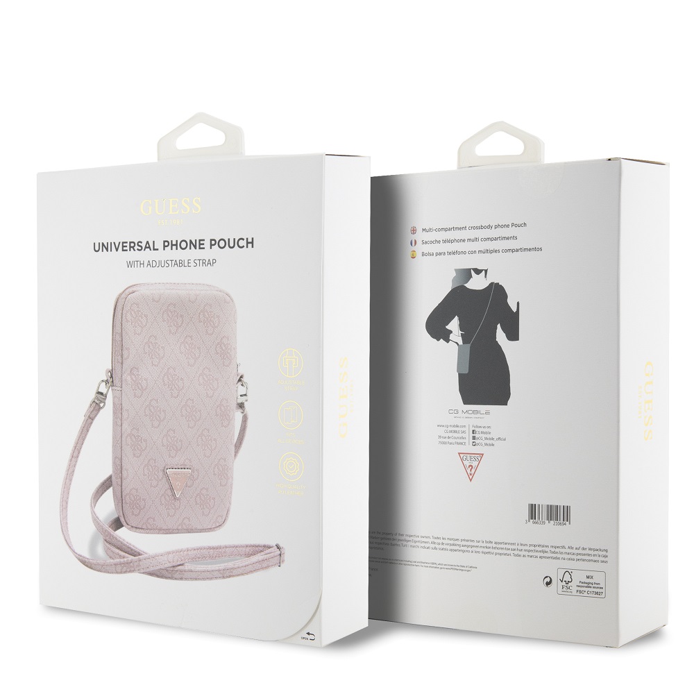 GUESS Калъф/Чанта, PU 4G Triangle Logo Wallet Phone Bag Zipper /розов/ – GUWBZP4GFTSP