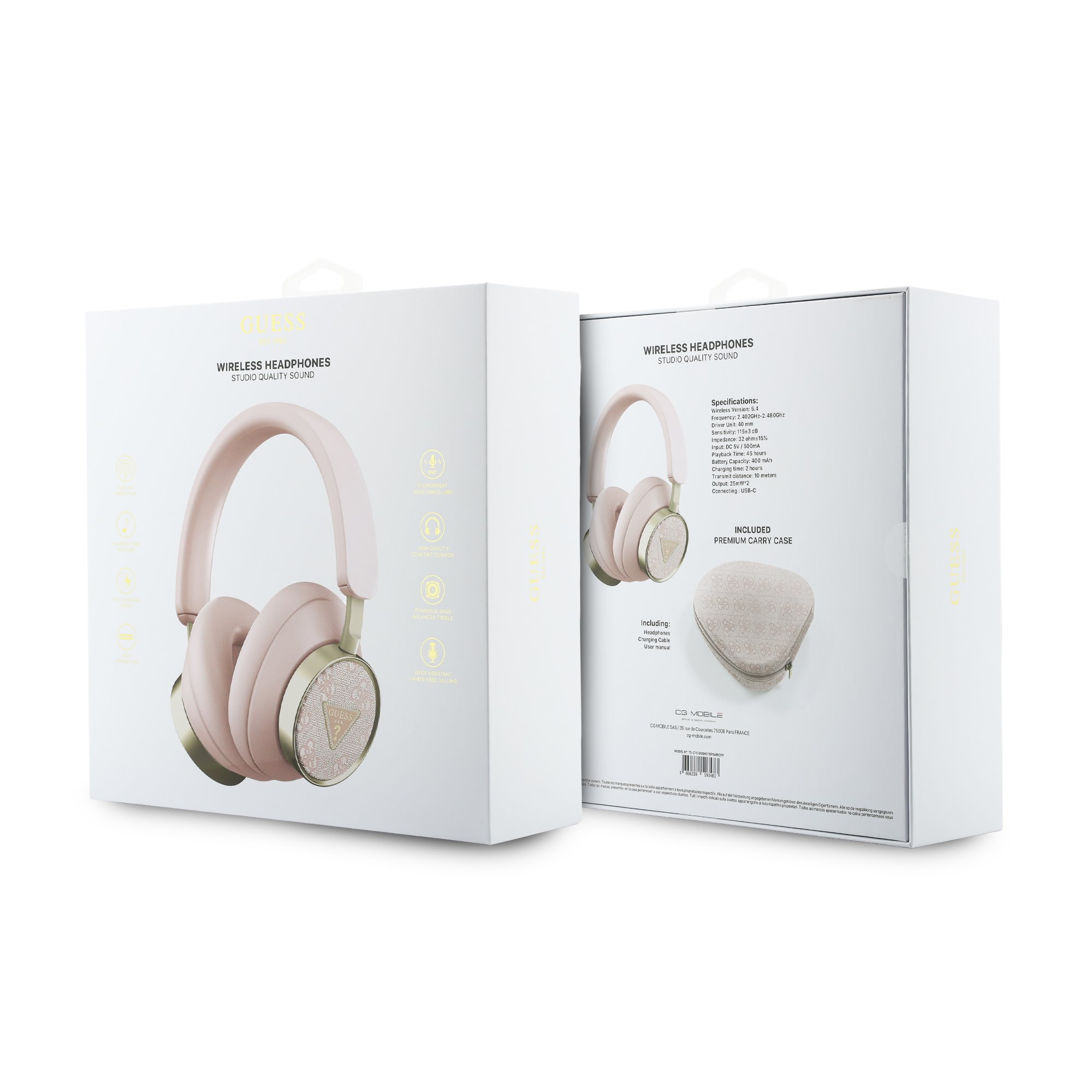 GUESS Bluetooth HF PU 4G Triangle Logo ENC /розов/ – GUBHC15P4MRCTP