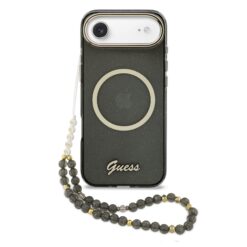 GUESS Калъф Apple iPhone 17 Air, Glitter Script Strap MagSafe + Wrist strap /черен/- GUHMP17M5HTGSMSK