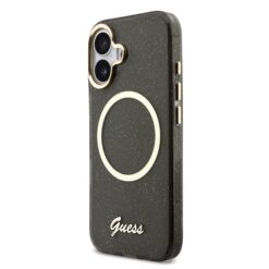 GUESS Калъф Apple iPhone 17, Glitter Script Strap MagSafe + Wrist strap /черен/- GUHMP17S5HTGSMSK