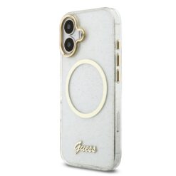 GUESS Калъф Apple iPhone 17, Glitter Script Strap MagSafe + Wrist strap /прозрачен/- GUHMP17S5HTGSMSH