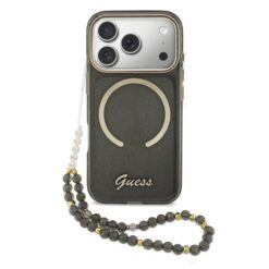 GUESS Калъф Apple iPhone 17 Pro, Glitter Script Strap MagSafe + Wrist strap /черен /- GUHMP17L5HTGSMSK