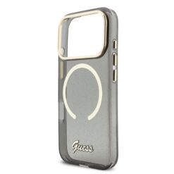 GUESS Калъф Apple iPhone 17 Pro, Glitter Script Strap MagSafe + Wrist strap /черен /- GUHMP17L5HTGSMSK