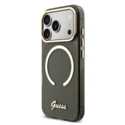 GUESS Калъф Apple iPhone 17 Pro Max, Glitter Script Strap MagSafe + Wrist strap /черен /- GUHMP17X5HTGSMSK