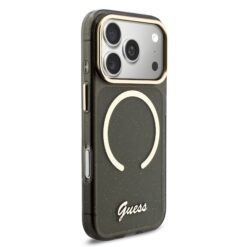 GUESS Калъф Apple iPhone 17 Pro Max, Glitter Script Strap MagSafe + Wrist strap /черен /- GUHMP17X5HTGSMSK