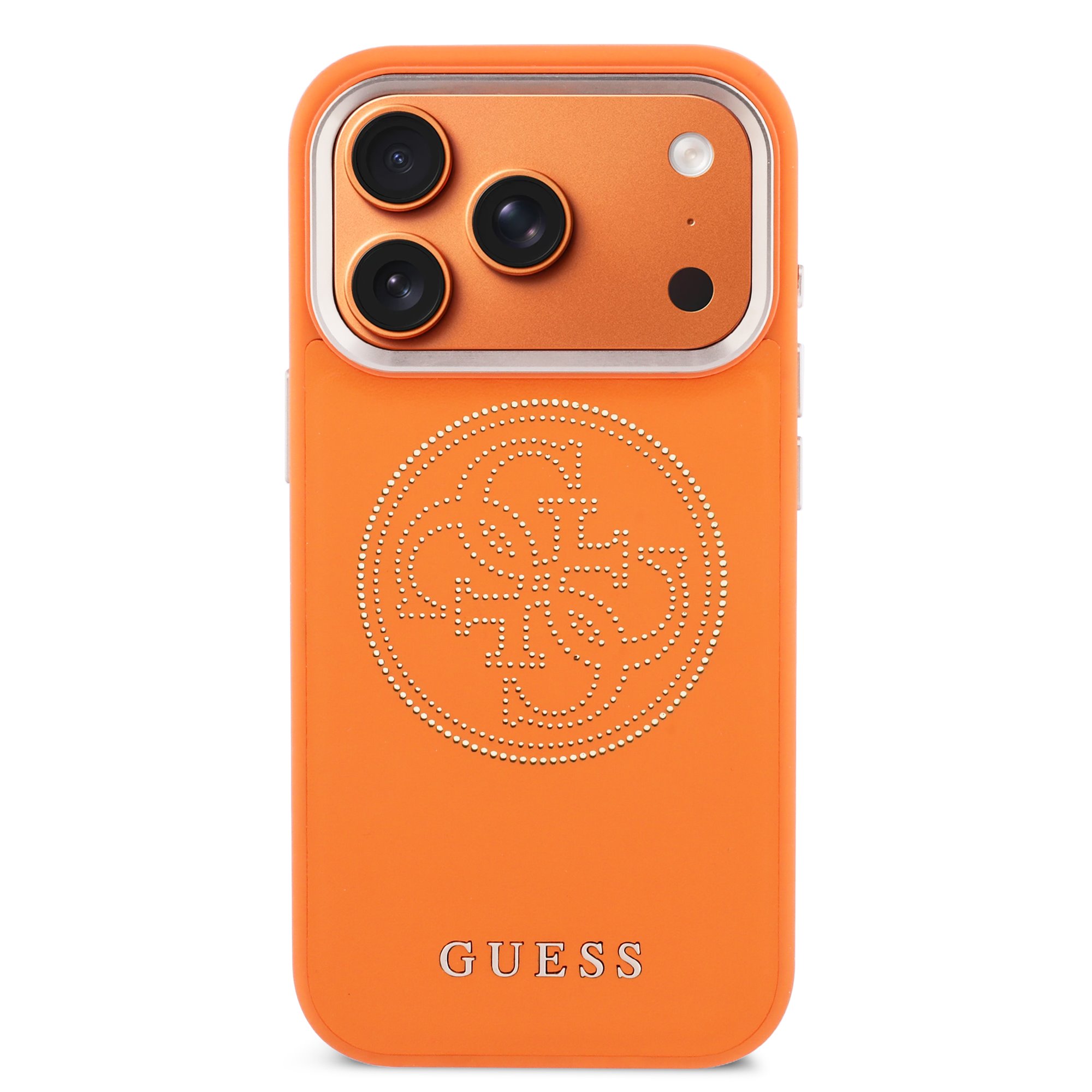 GUESS Калъф Apple iPhone 17 Pro Max, PU Perforated 4G Logo MagSafe /оранжев/ – GUHMP17X5PG4SRGO