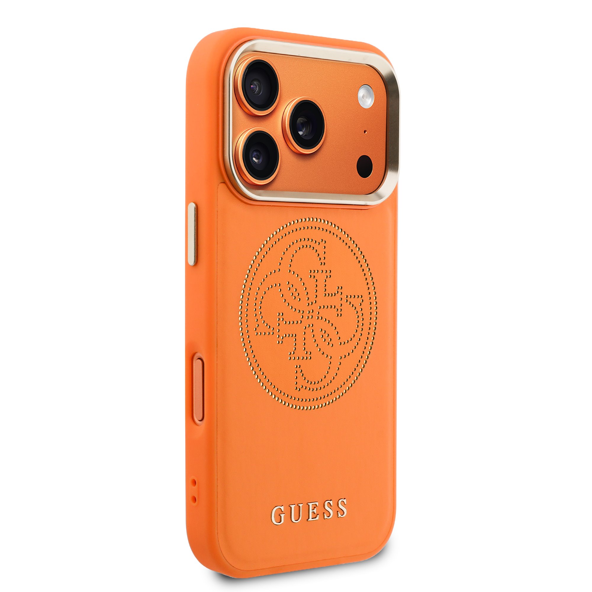 GUESS Калъф Apple iPhone 17 Pro Max, PU Perforated 4G Logo MagSafe /оранжев/ – GUHMP17X5PG4SRGO