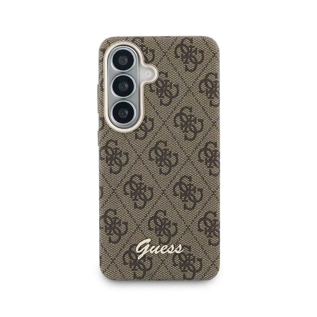 GUESS Калъф Samsung S26, PU 4G Script Metal Logo MagSafe /кафяв/ – GUHMS26S5P4FWMSW