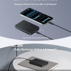 ANKER Power Bank 10000 mAh 15W, MagGo Wireless Magnetic Qi2 /черен/ – A1664H11