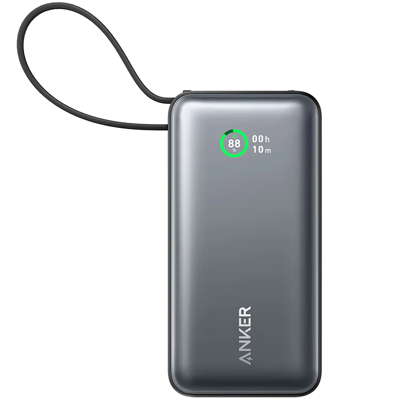 ANKER Power Bank 10000 mAh, 30W + вграден кабел Type – C, Nano 545 /черен/ – A1259G11