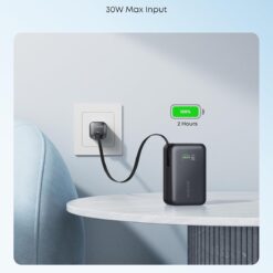 ANKER Power Bank, 20000 mAh, 45W + кабел Type-C – Type-C, Nano /черен/ – A1638H11