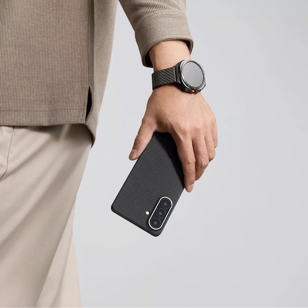 PITAKA Калъф Samsung S26 Plus, Aramid Edge MagSafe, черно/сиво – KS2601S