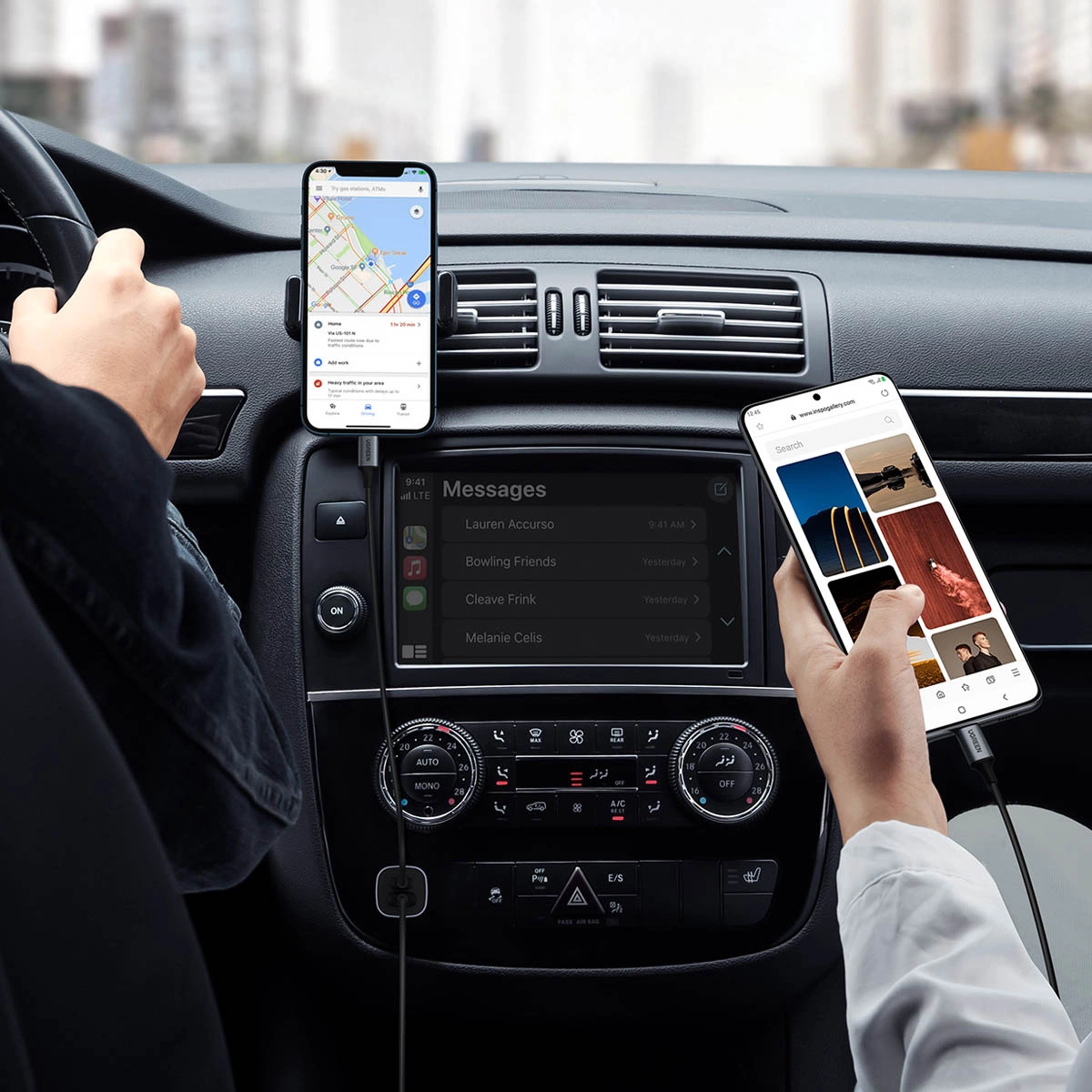 UGREEN 12V 30W, USB-A + USB-C /графит/ – CD130 / 40858