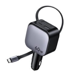 UGREEN 12V 60W, USB-A + USB-C + кабел Type-C, /графит/ – EC602 / 55212B